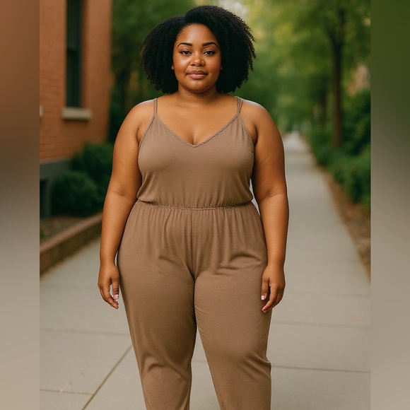 Old Navy Active Powerchill Tan Jumpsuit with adjustable straps & built-in bra - Picture 1 of 9